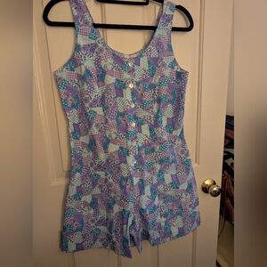 Vintage Nwt Colorful Patchwork Sleeveless Romper